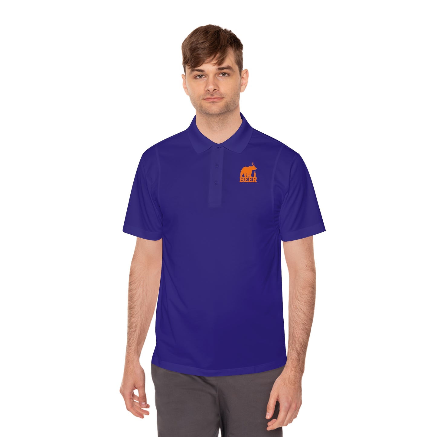 Mens Golf Shirt Beer Bear Men's Sport Polo Shirt