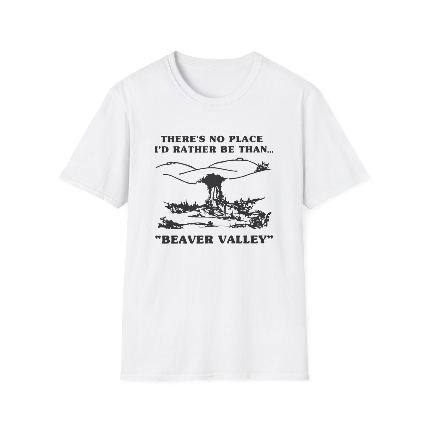 Beaver Valley Unisex Softstyle T-Shirt | Nature Lover Gift, Outdoor Adventure Tee, Casual Wear, Gift for Her, Gift for Him