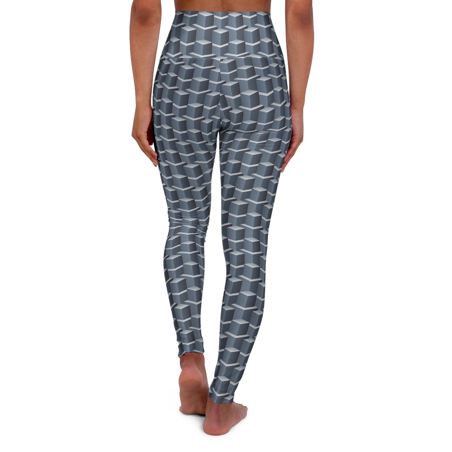 Building Blocks High Waisted Leggings, High Waisted Silver Leggings, Block Style Leggings