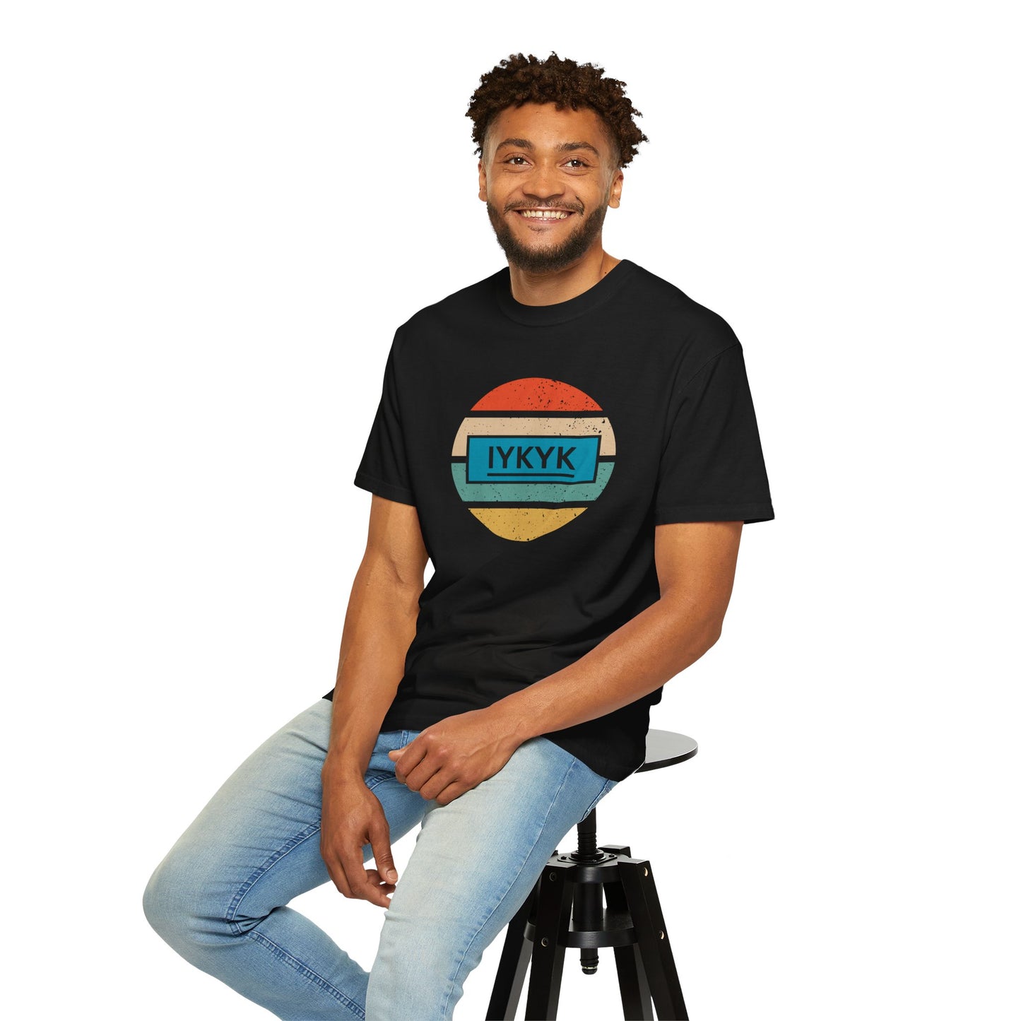 IYKYK Vintage Style Tee with Retro Rainbow
