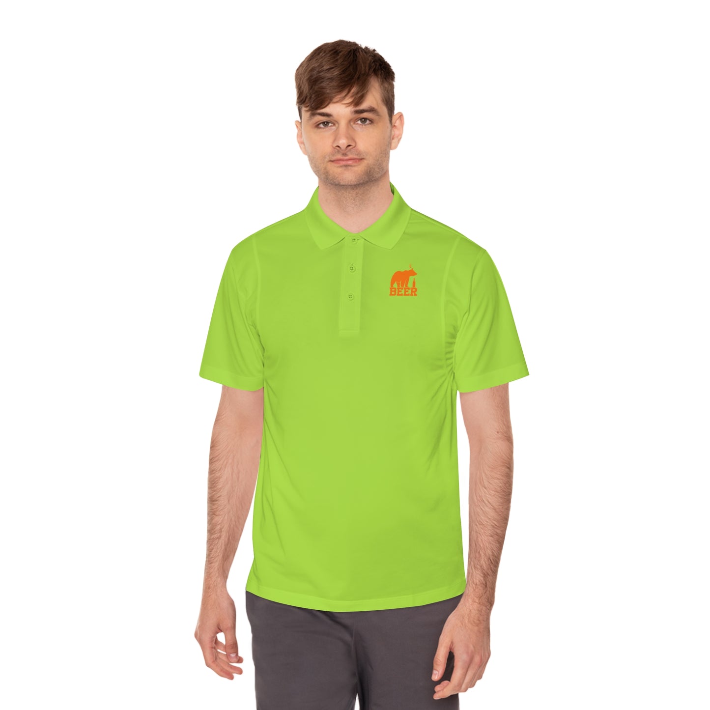Mens Golf Shirt Beer Bear Men's Sport Polo Shirt