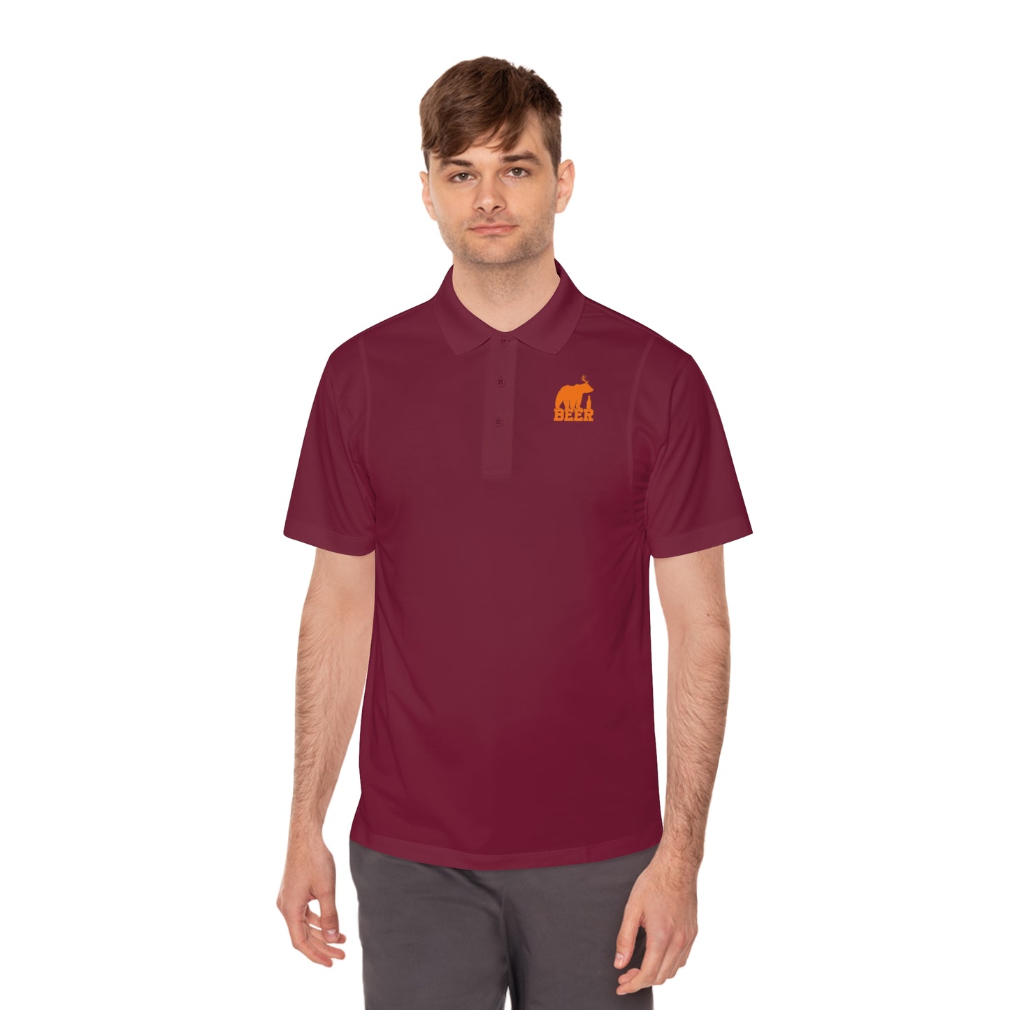 Mens Golf Shirt Beer Bear Men's Sport Polo Shirt