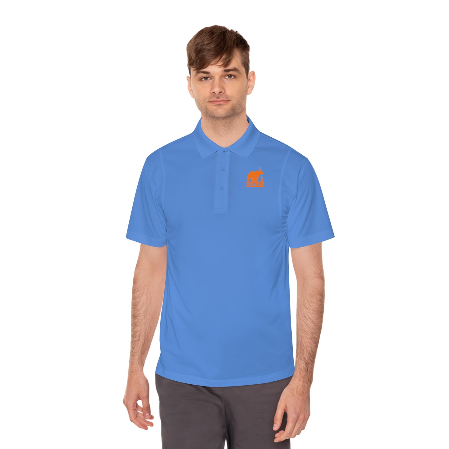 Mens Golf Shirt Beer Bear Men's Sport Polo Shirt