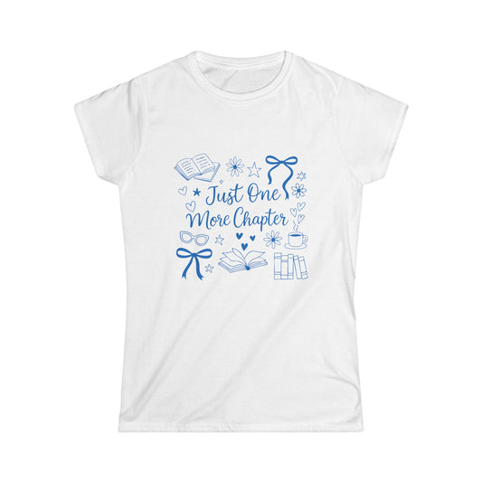 Book Lover's Softstyle Tee, Just One More Chapter Shirt, Reader Gift, Literary T-Shirt, Cozy Book Apparel, Reading Tee