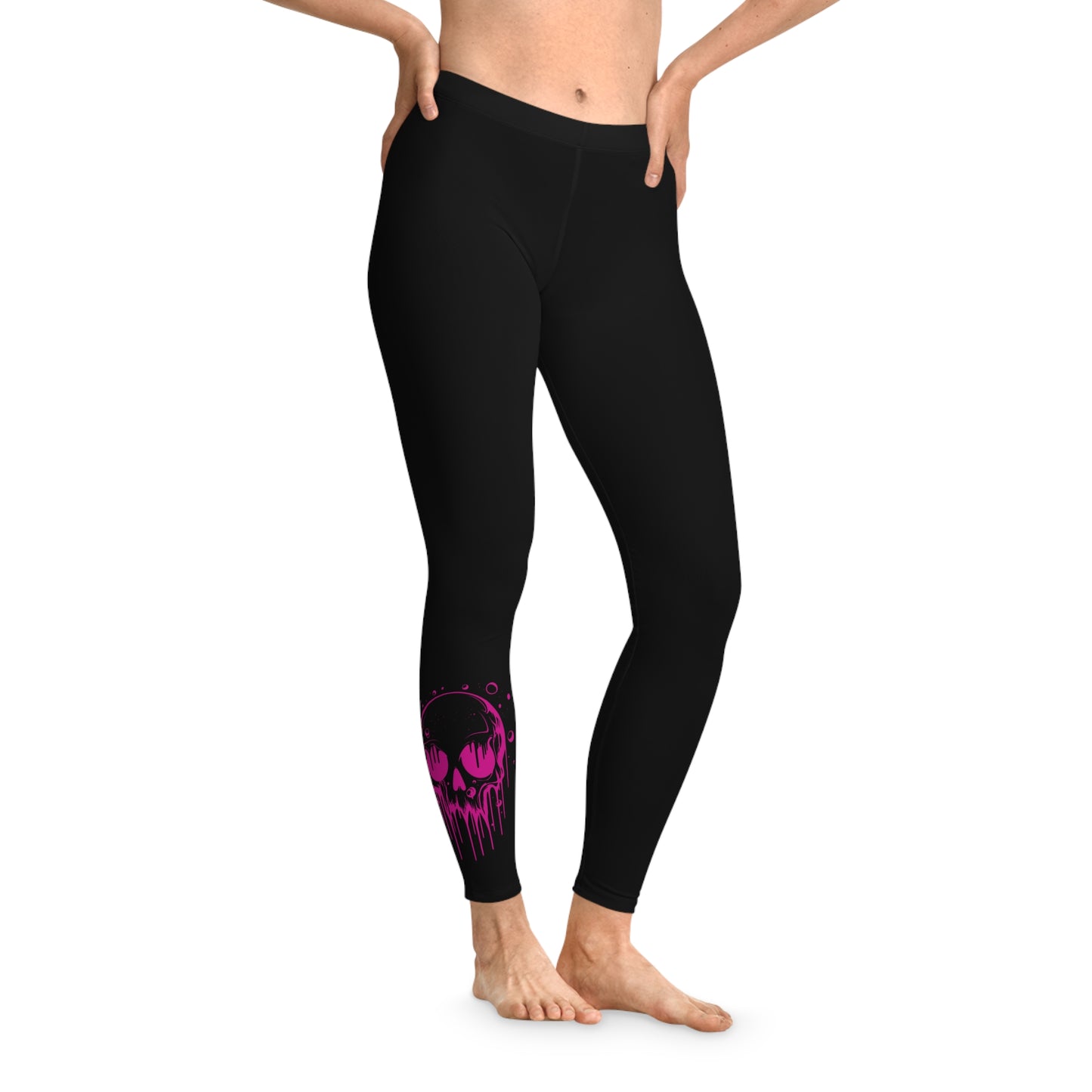 Skull Stretchy Leggings, Skull Stretchy Yoga Pants, Stretchy Skull Themed Casual Leggings