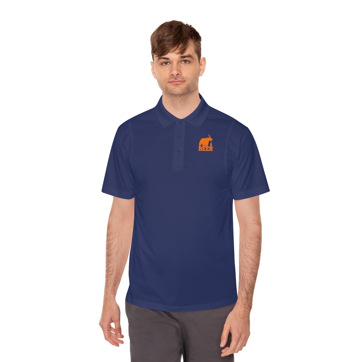 Mens Golf Shirt Beer Bear Men's Sport Polo Shirt