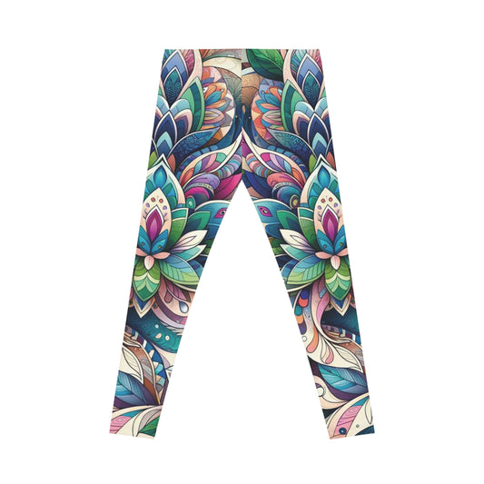 Custom Designed Floral Print Leggings, Womens Casual Leggings, Floral Print Yoga Pants, Workout pants