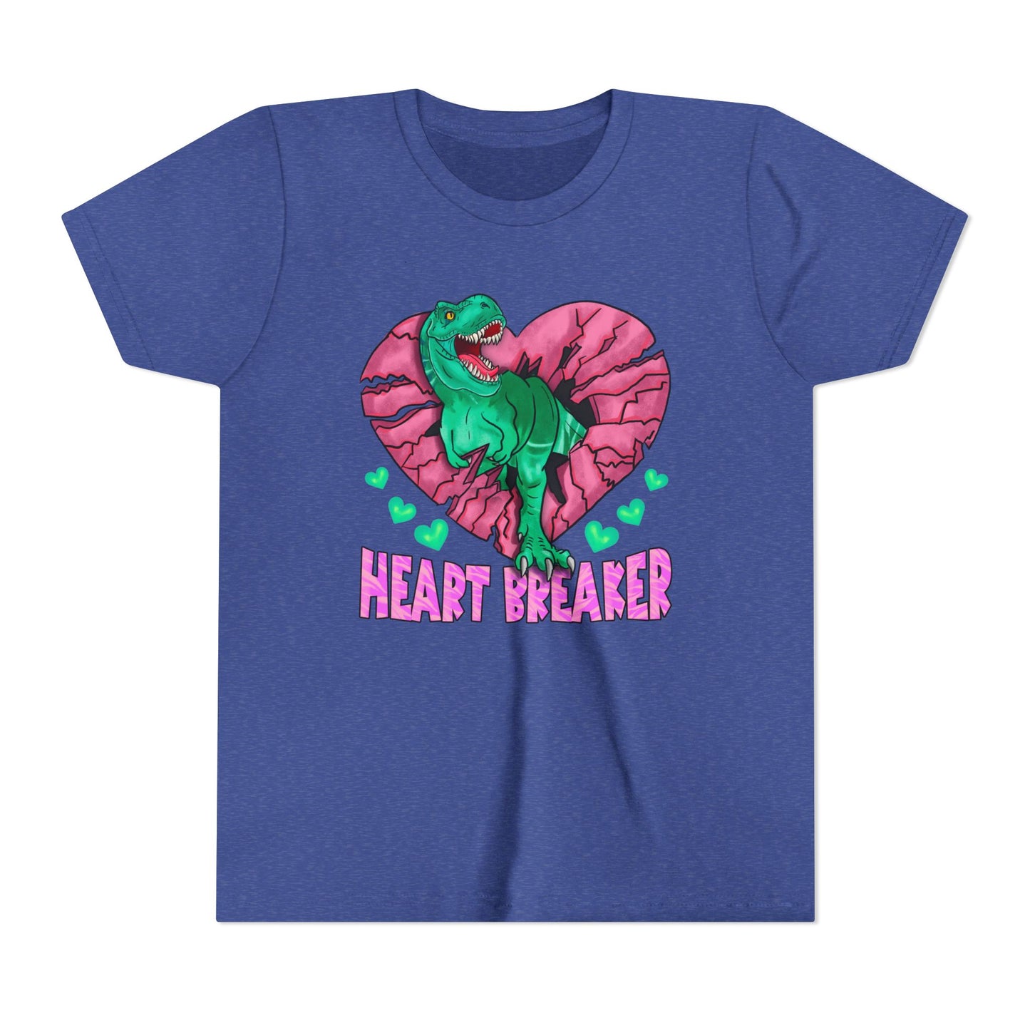 Kids TRex Heart Breaker Dinosaur Youth Valentines Day Short Sleeve TShirt