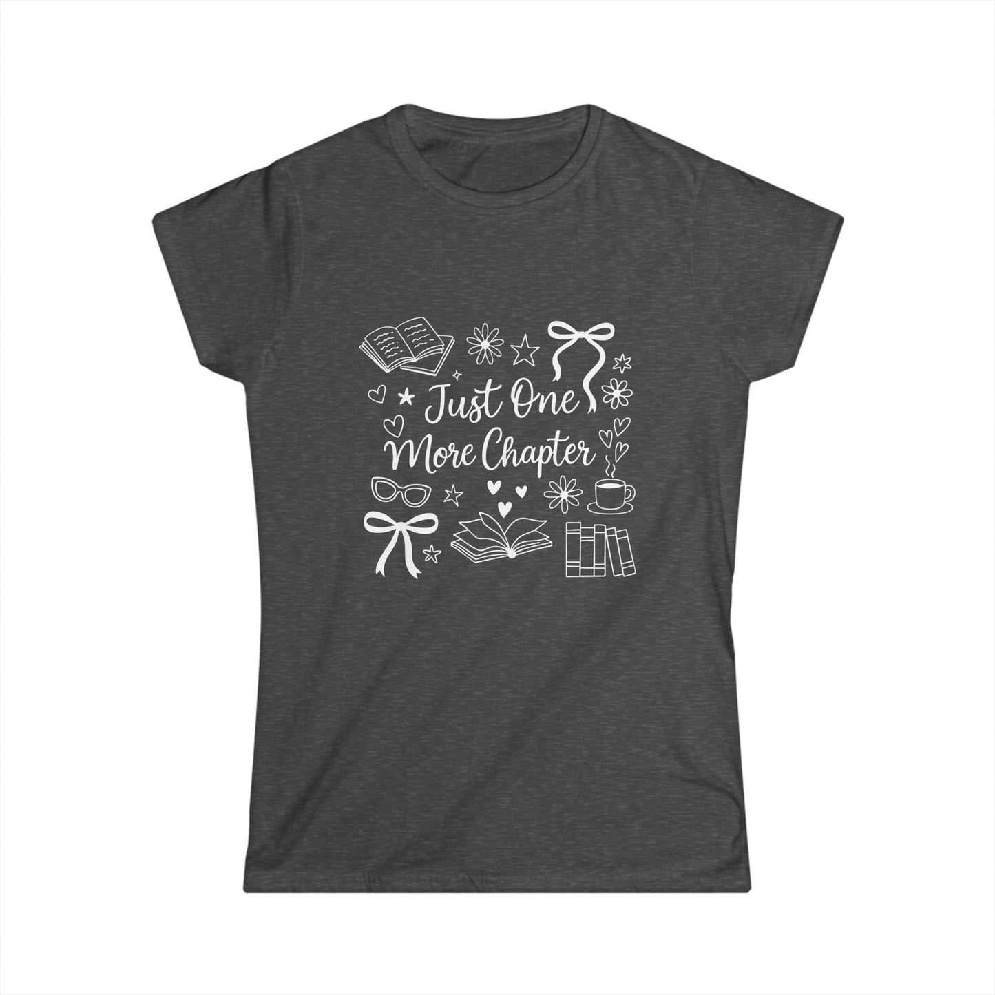 Book Lover's Softstyle Tee, Just One More Chapter Shirt, Reader Gift, Literary T-Shirt, Cozy Book Apparel, Reading Tee