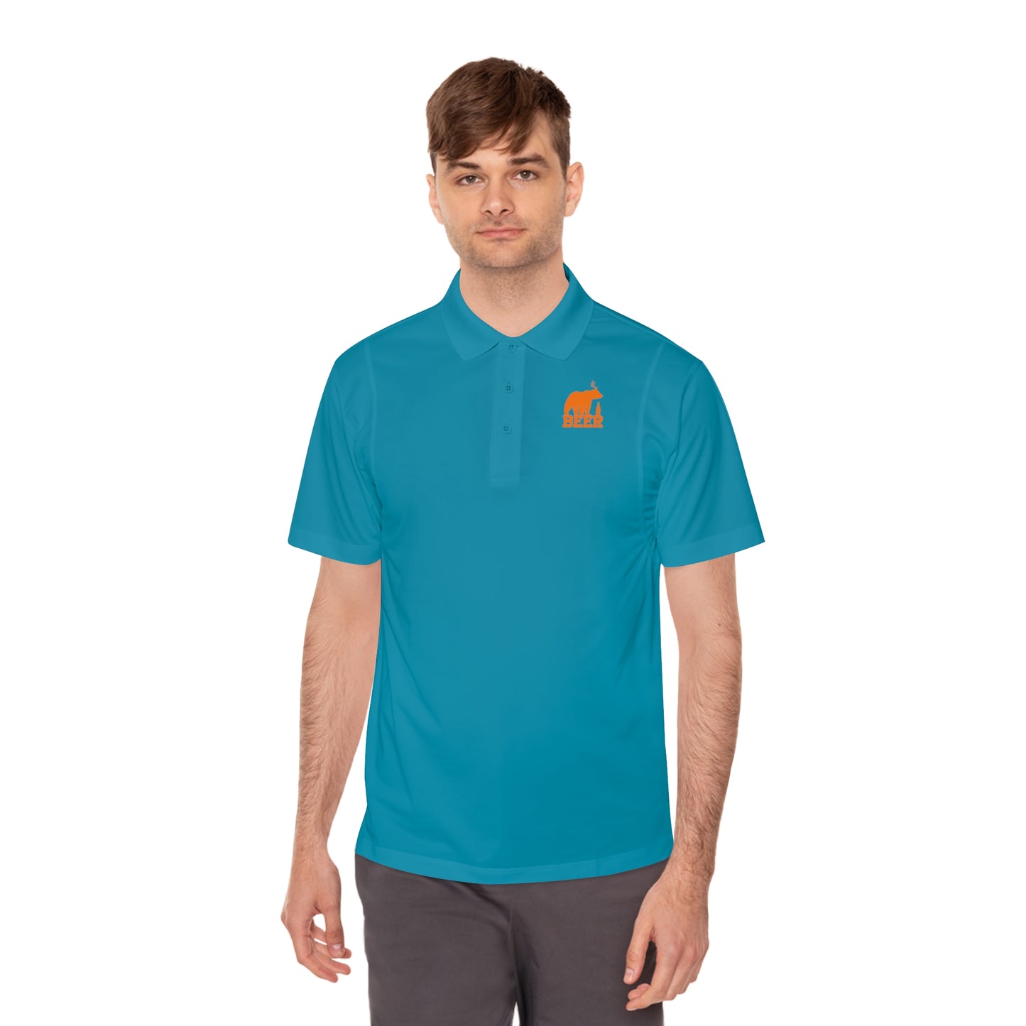 Mens Golf Shirt Beer Bear Men's Sport Polo Shirt