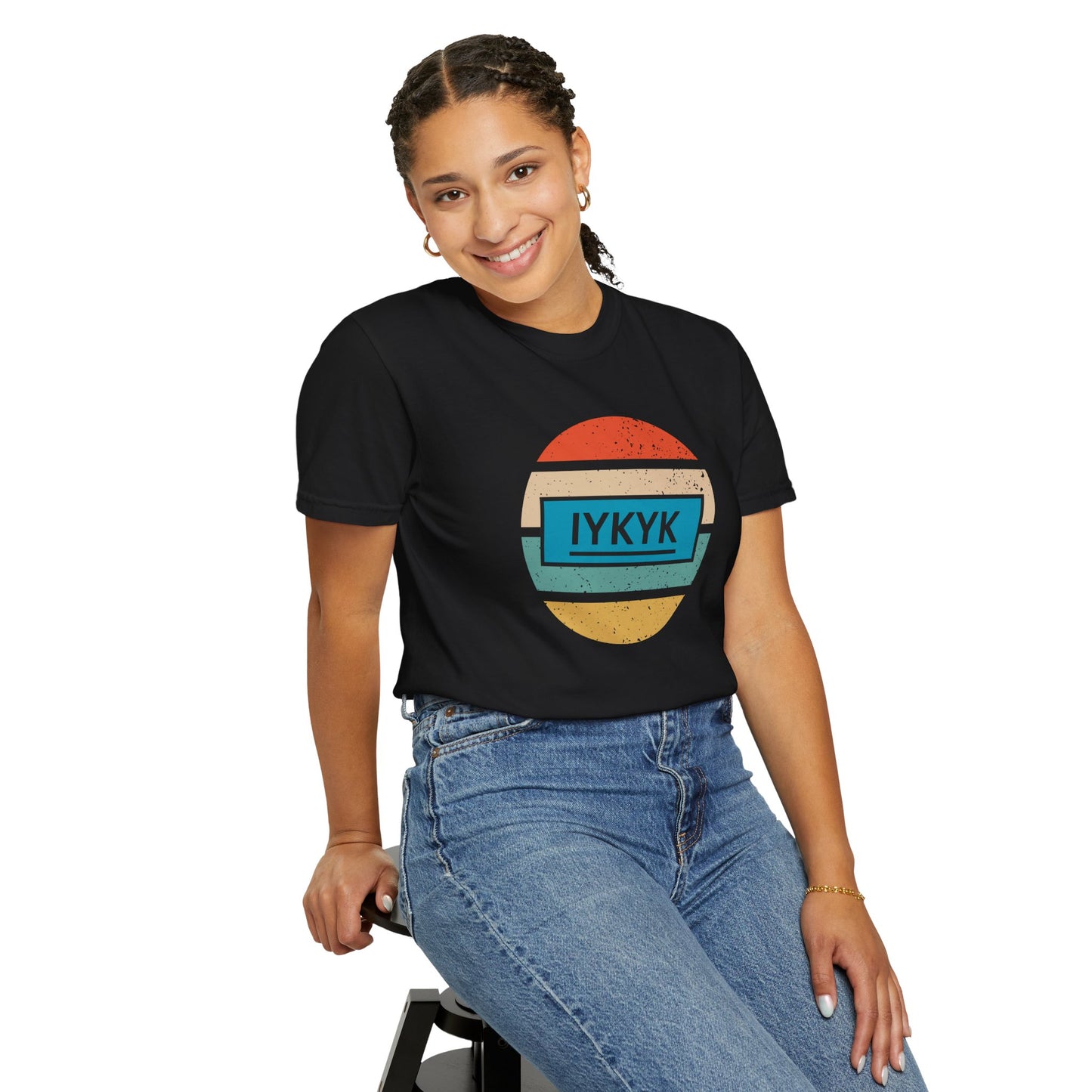 IYKYK Vintage Style Tee with Retro Rainbow