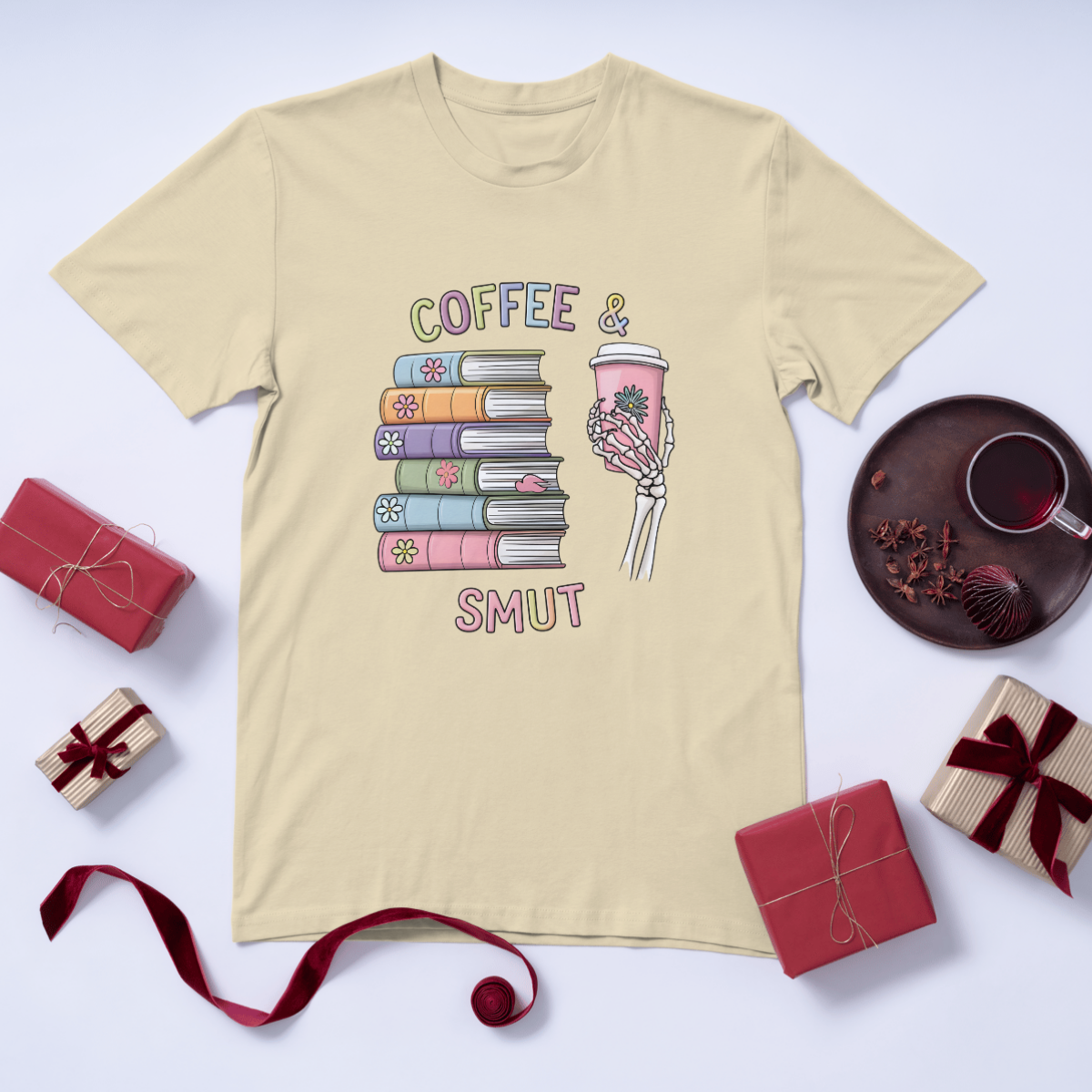 Coffee & Smut – Spicy Reads T-Shirt for Book Lovers