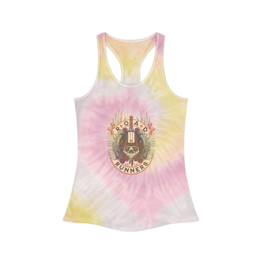 Womens Tie Dye Racerback Road Runners Motorcycle Club Tank Top