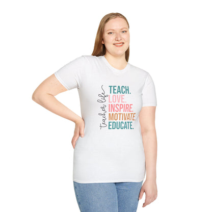 Inspire Teacher T-Shirt, Teach Love Inspire Motivate, Gift for Educators, Teacher Appreciation, Classroom Outfit