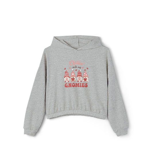 Chillin with My Gnomes Womens Cinched Bottom Hoodie, Cinched Hoodie, Gnome Themed Hoodie