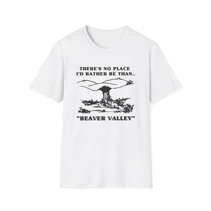 Beaver Valley Unisex Softstyle T-Shirt | Nature Lover Gift, Outdoor Adventure Tee, Casual Wear, Gift for Her, Gift for Him