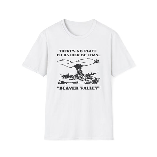 Beaver Valley Unisex Softstyle T-Shirt | Nature Lover Gift, Outdoor Adventure Tee, Casual Wear, Gift for Her, Gift for Him