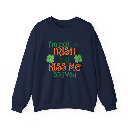 Kiss Me, Womens Heavy Crewneck Sweatshirt Luck of the Irish Sweatshirt Shamrocks and Love