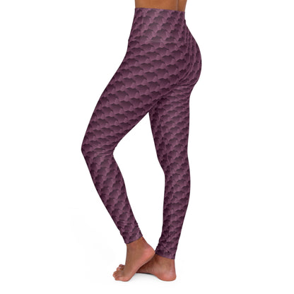 Purple High Waisted Yoga Leggings Geometric Shapes, Exercise Leggings, Purple Squares Slimming Leggings