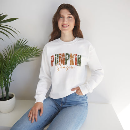 Pumpkin Season Crewneck Sweatshirt - Cozy Fall Fashion, Thanksgiving Gift, Autumn Apparel, Seasonal Style, Perfect for Halloween