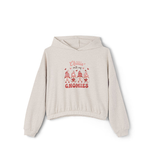 Chillin with My Gnomes Womens Cinched Bottom Hoodie, Cinched Hoodie, Gnome Themed Hoodie