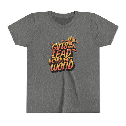 Youth Girls Who Lead Will Change the World Youth Short Sleeve T Shirt Kids