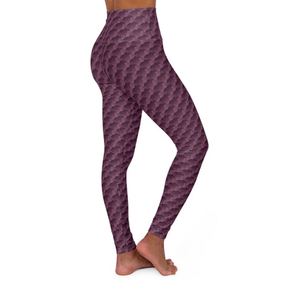 Purple High Waisted Yoga Leggings Geometric Shapes, Exercise Leggings, Purple Squares Slimming Leggings