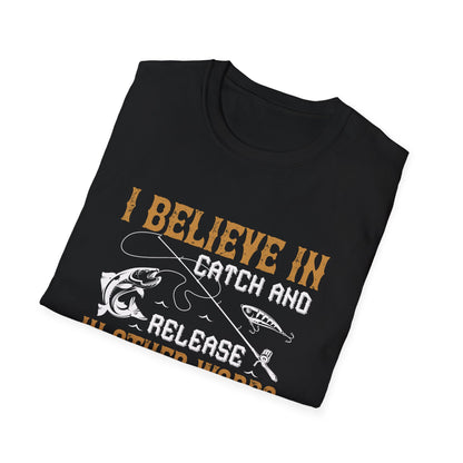 Catch and Release Funny Fishing Themed Unisex T-Shirt