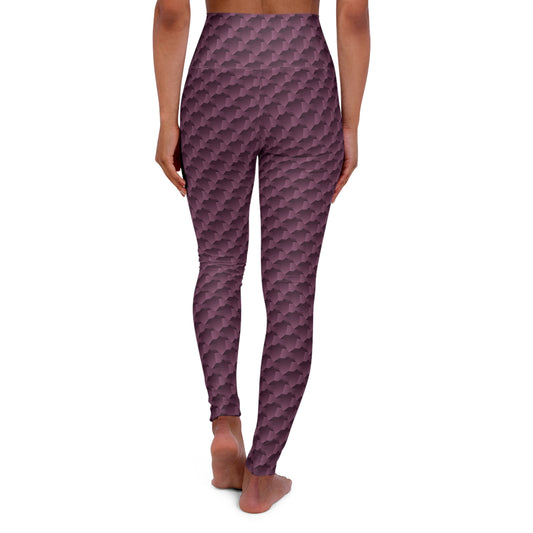 Purple High Waisted Yoga Leggings Geometric Shapes, Exercise Leggings, Purple Squares Slimming Leggings