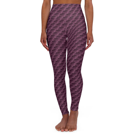 Purple High Waisted Yoga Leggings Geometric Shapes, Exercise Leggings, Purple Squares Slimming Leggings