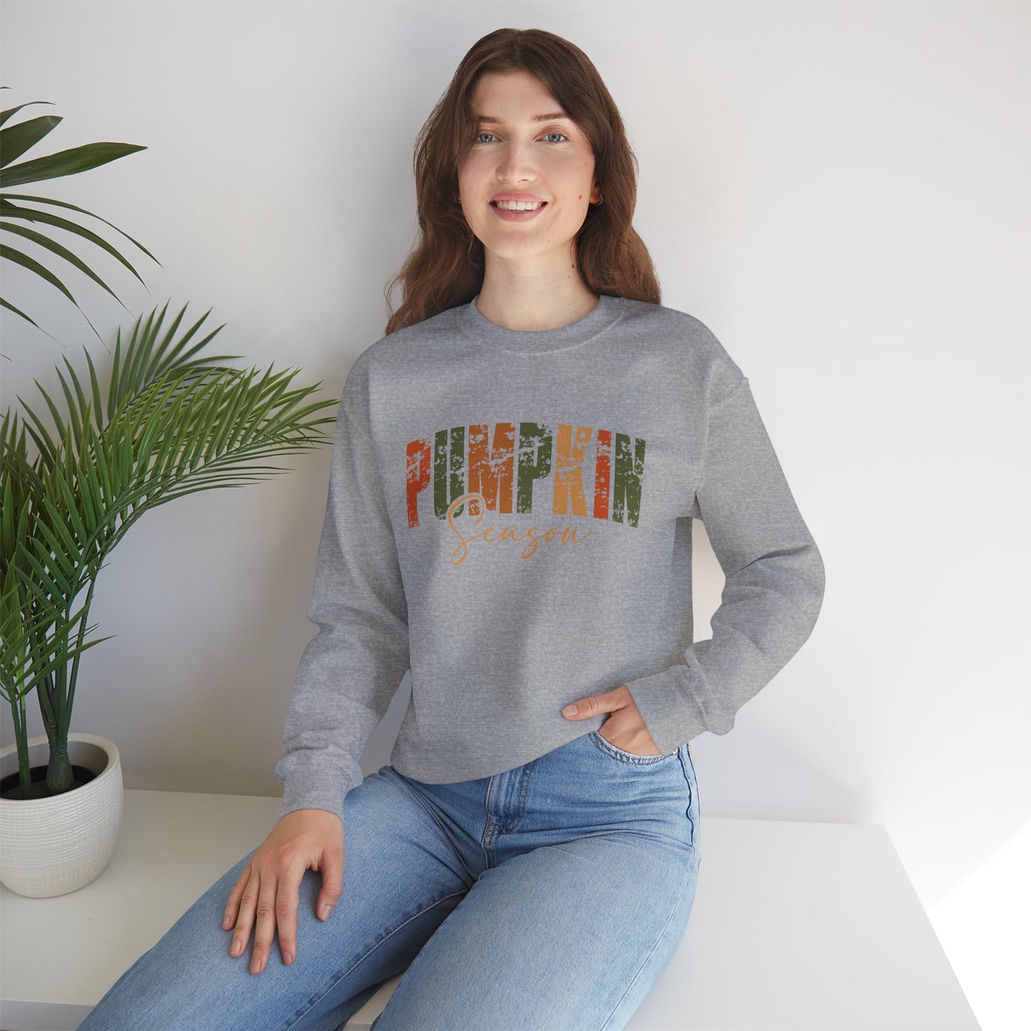 Pumpkin Season Crewneck Sweatshirt - Cozy Fall Fashion, Thanksgiving Gift, Autumn Apparel, Seasonal Style, Perfect for Halloween