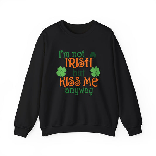 Kiss Me, Womens Heavy Crewneck Sweatshirt Luck of the Irish Sweatshirt Shamrocks and Love