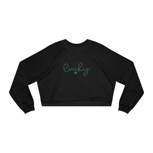 Lucky, St Patricks Day, Women's Cropped Fleece Pullover