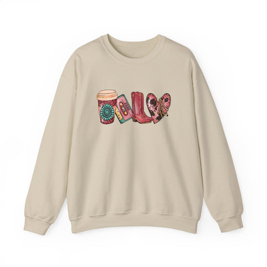 Lattes Mix Tapes Country and Love Crewneck Sweatshirt, Love Crewneck Sweatshirt, Lattes and Love
