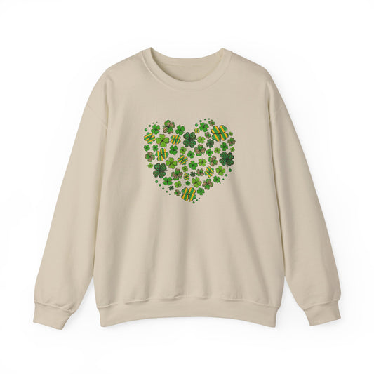 Shamrock Love Womens Heavy Blend Crewneck Sweatshirt Luck of the Irish Sweatshirt Shamrocks and Love