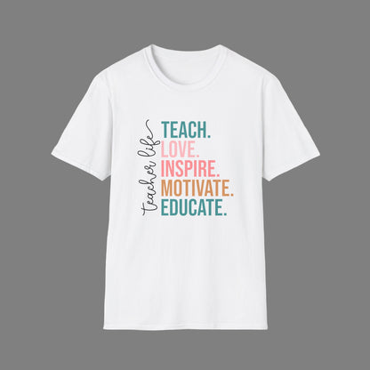 Inspire Teacher T-Shirt, Teach Love Inspire Motivate, Gift for Educators, Teacher Appreciation, Classroom Outfit