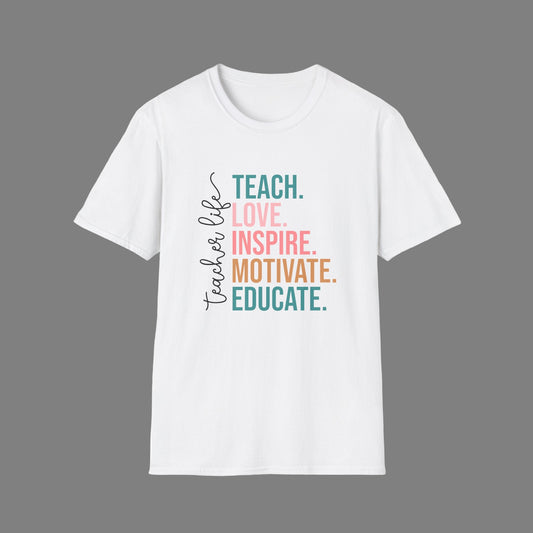Inspire Teacher T-Shirt, Teach Love Inspire Motivate, Gift for Educators, Teacher Appreciation, Classroom Outfit
