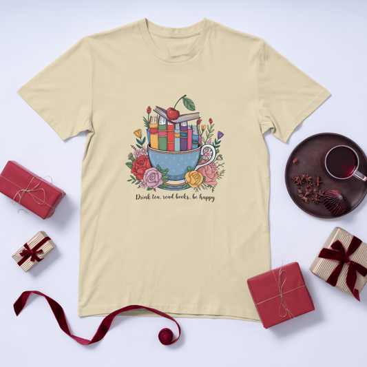 Drink Tea, Read Books, Be Happy – Women’s Boyfriend Tee